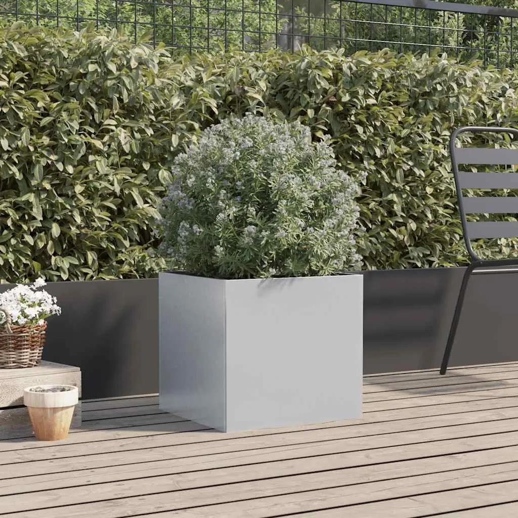 Galvanised Steel Planter Raised Bed Garden Pot 42 x 40 x 39 cm Silver