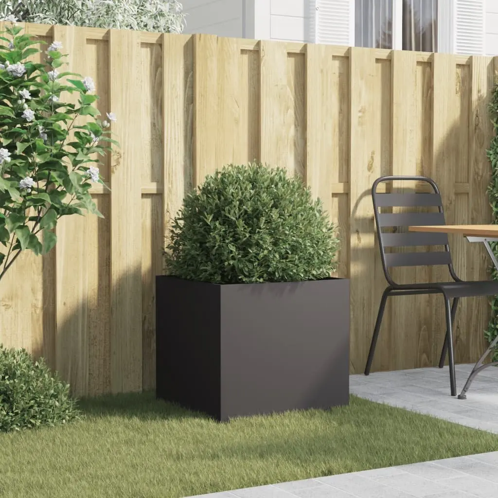 Steel Planter Outdoor Flower Box 49 x 47 x 46 cm Black