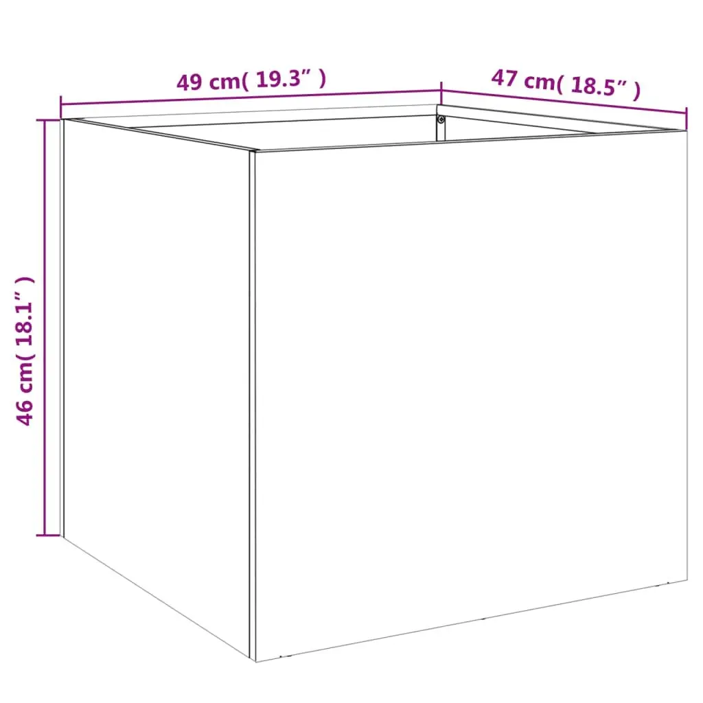 Steel Planter Outdoor Flower Box 49 x 47 x 46 cm Black