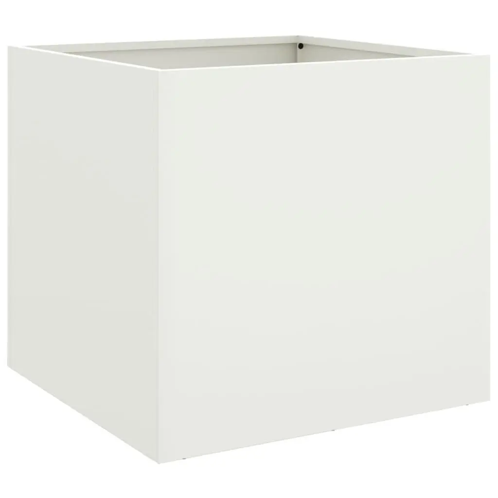 Raised Garden Planter Box White Steel Frame Outdoor Flower Pot Bed 49L x 47W x 46H cm