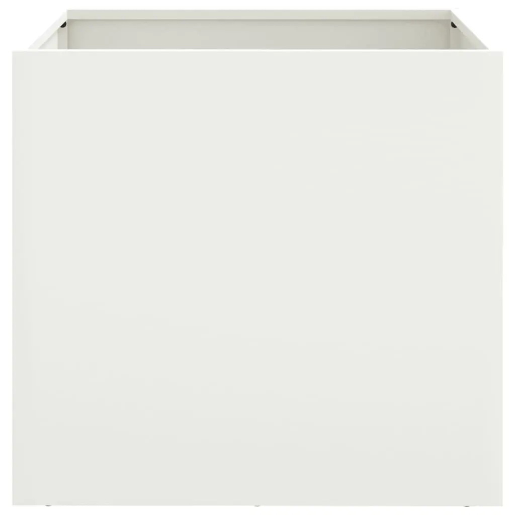 Raised Garden Planter Box White Steel Frame Outdoor Flower Pot Bed 49L x 47W x 46H cm