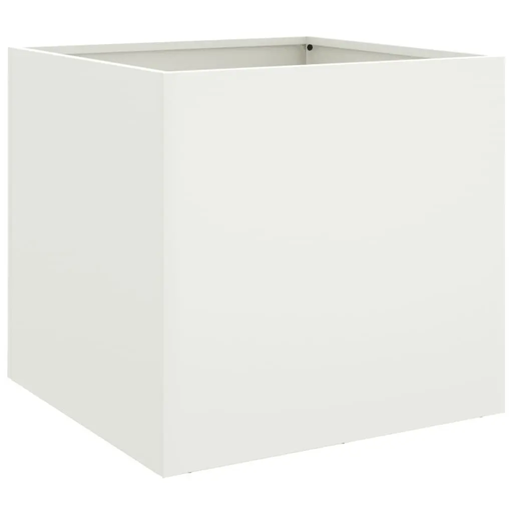 Raised Garden Planter Box White Steel Frame Outdoor Flower Pot Bed 49L x 47W x 46H cm