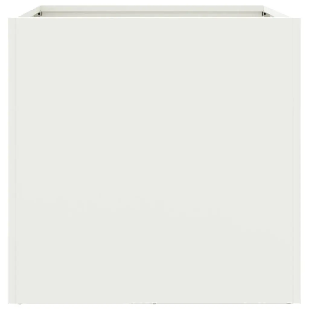 Raised Garden Planter Box White Steel Frame Outdoor Flower Pot Bed 49L x 47W x 46H cm