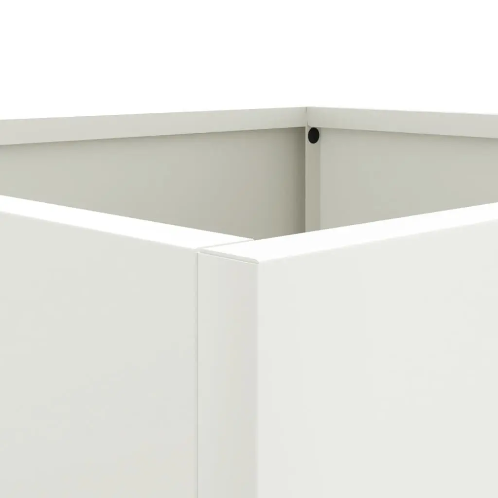 Raised Garden Planter Box White Steel Frame Outdoor Flower Pot Bed 49L x 47W x 46H cm