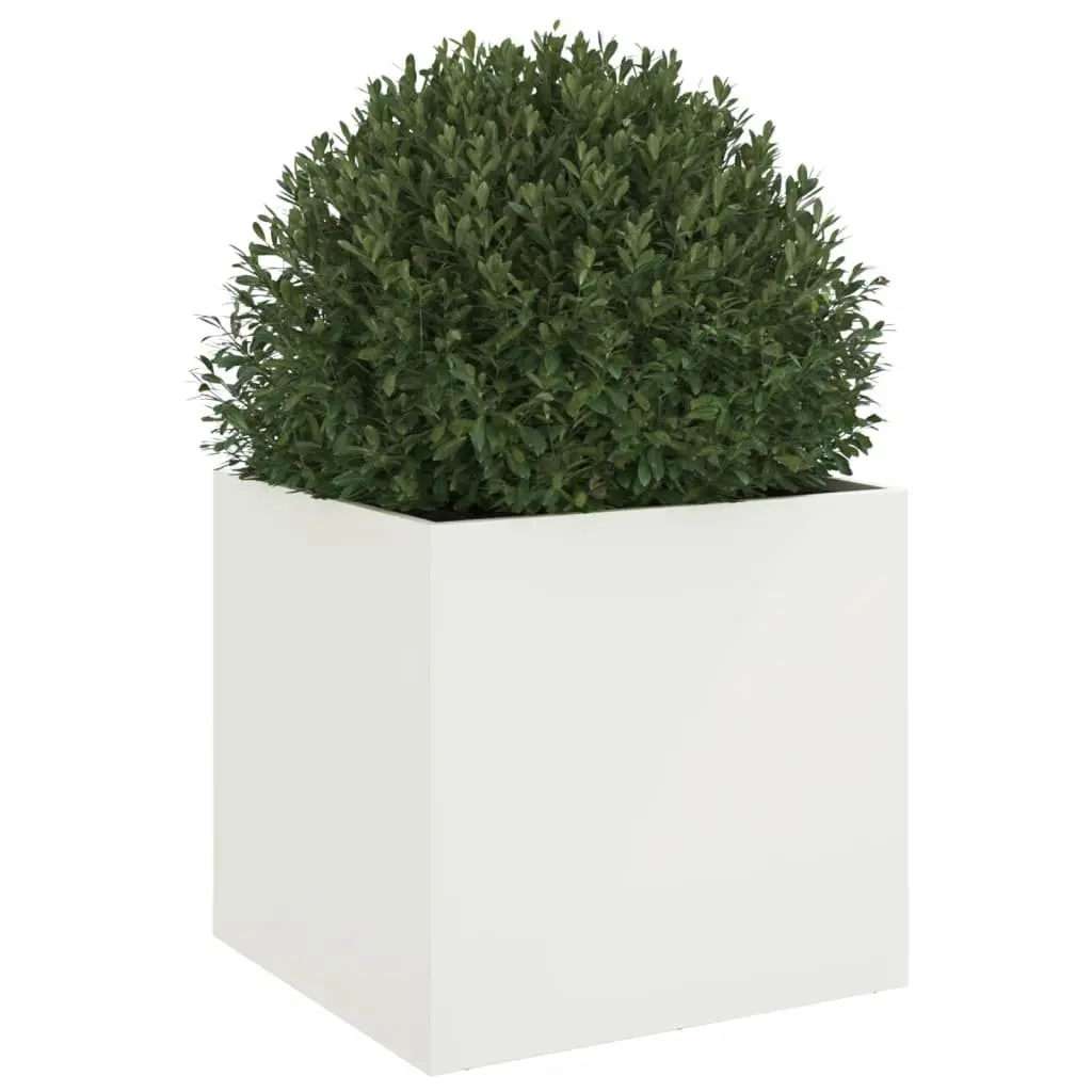 Raised Garden Planter Box White Steel Frame Outdoor Flower Pot Bed 49L x 47W x 46H cm