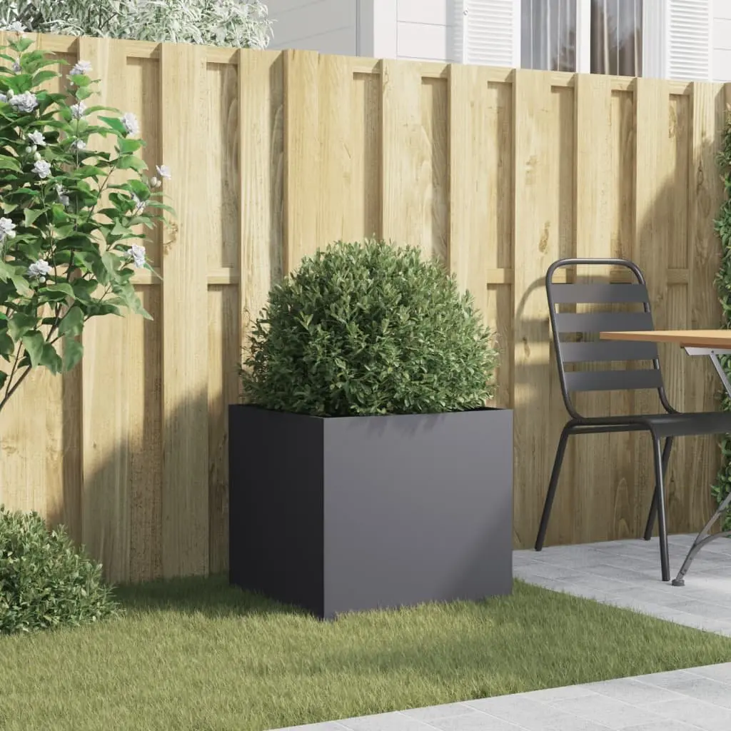 Steel Planter Anthracite Colour Garden Raised Bed Flower Box Outdoor 49 x 47 x 46 cm
