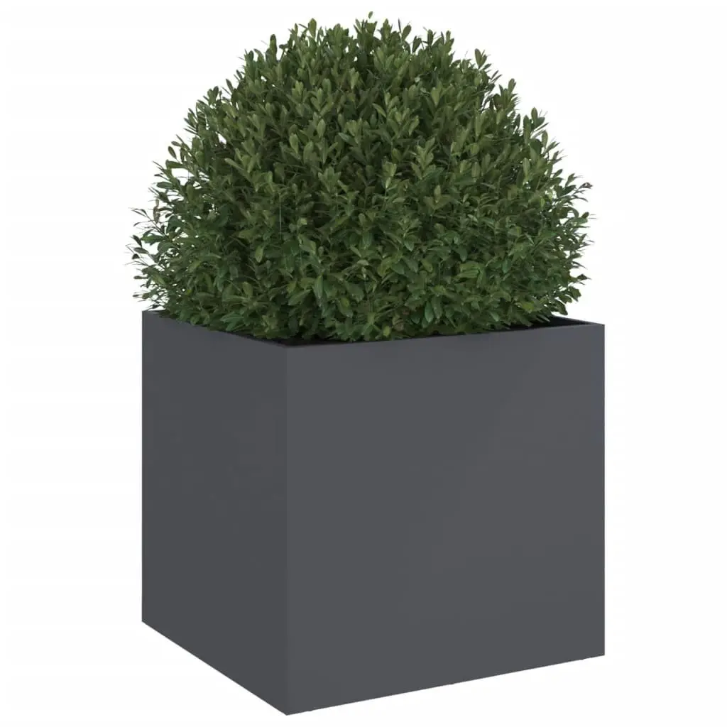 Steel Planter Anthracite Colour Garden Raised Bed Flower Box Outdoor 49 x 47 x 46 cm