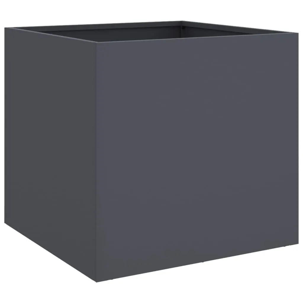 Garden Planters Raised Beds 49L x 47W x 46H cm Anthracite Steel Frame Outdoor Flower Boxes 2 Piece