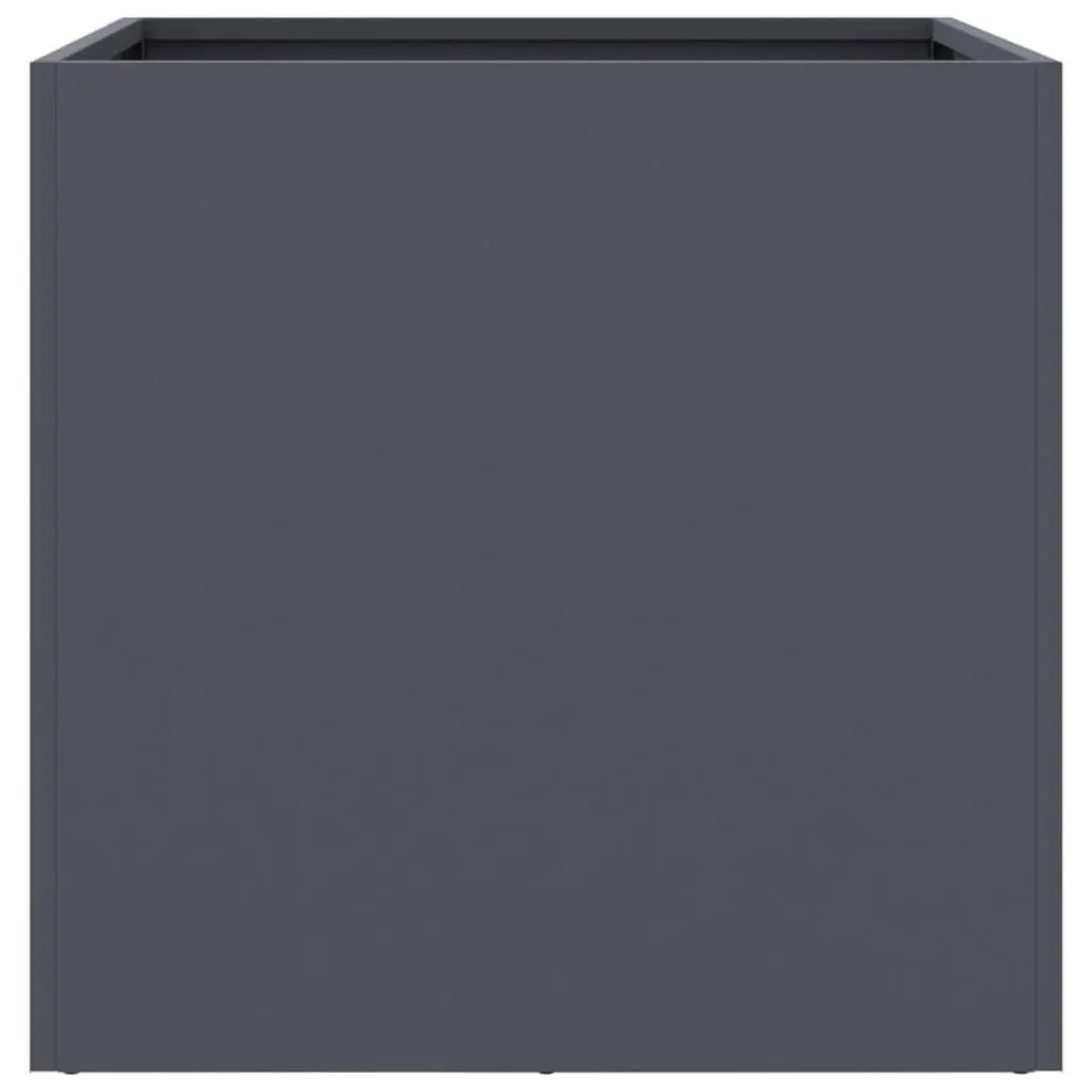 Garden Planters Raised Beds 49L x 47W x 46H cm Anthracite Steel Frame Outdoor Flower Boxes 2 Piece