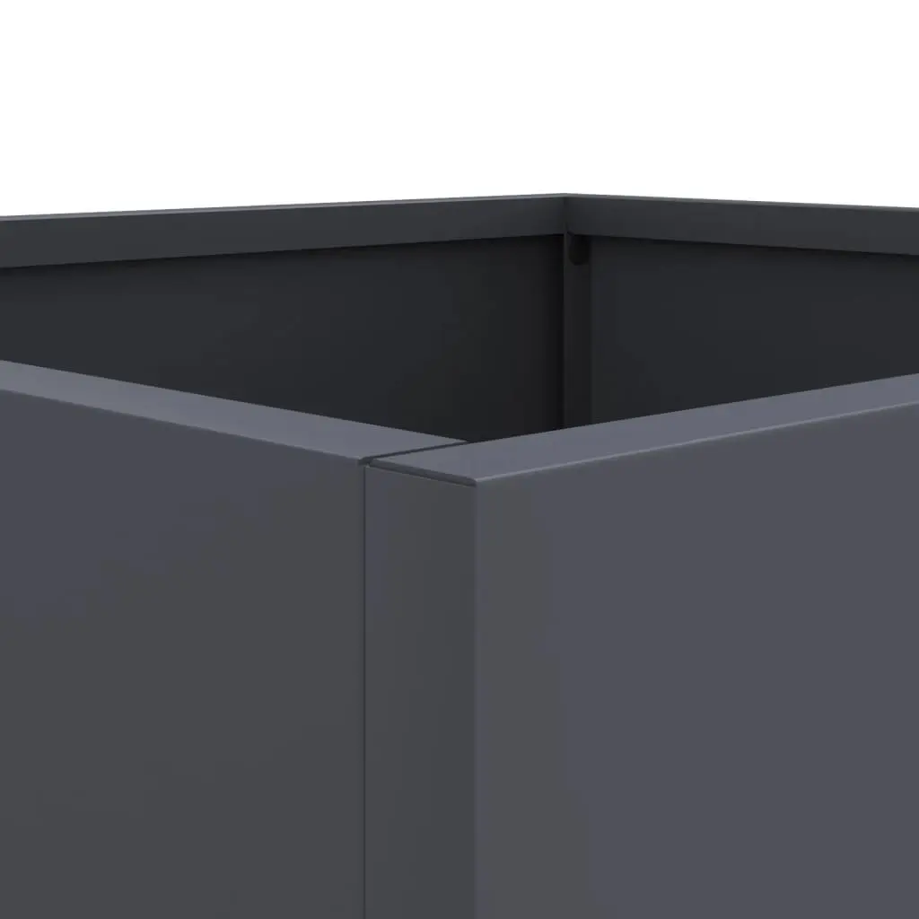 Garden Planters Raised Beds 49L x 47W x 46H cm Anthracite Steel Frame Outdoor Flower Boxes 2 Piece