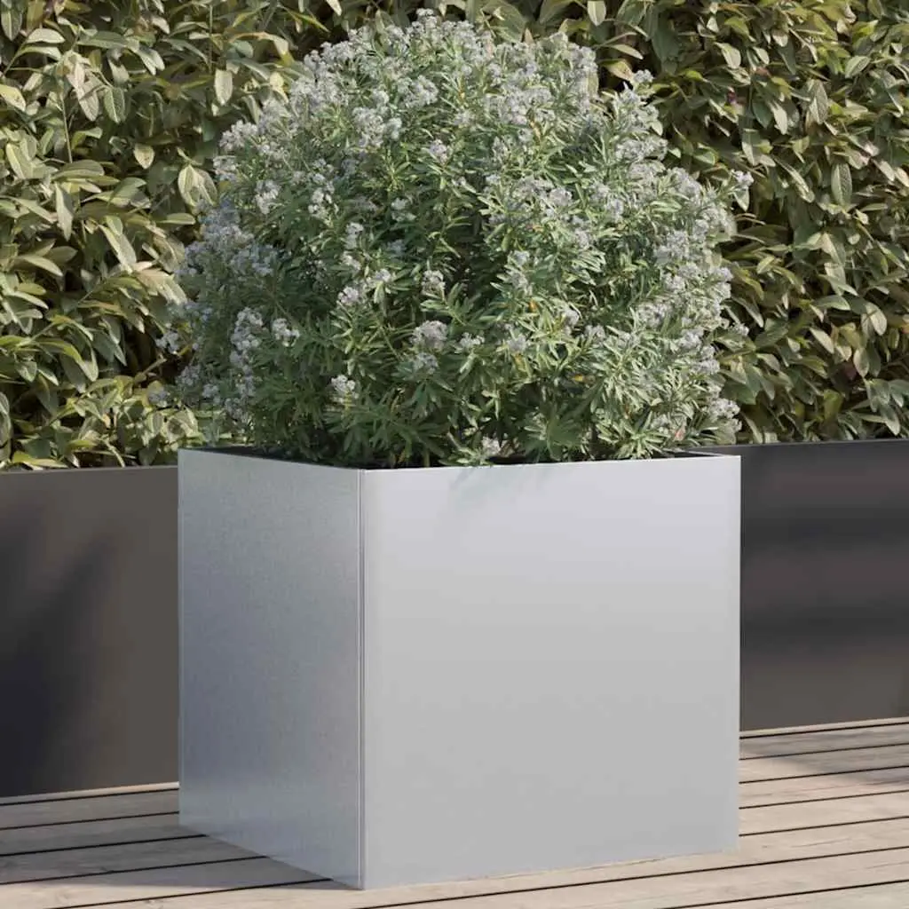 Galvanised Steel Planter Box Garden Patio Balcony 49x47x46cm Silver