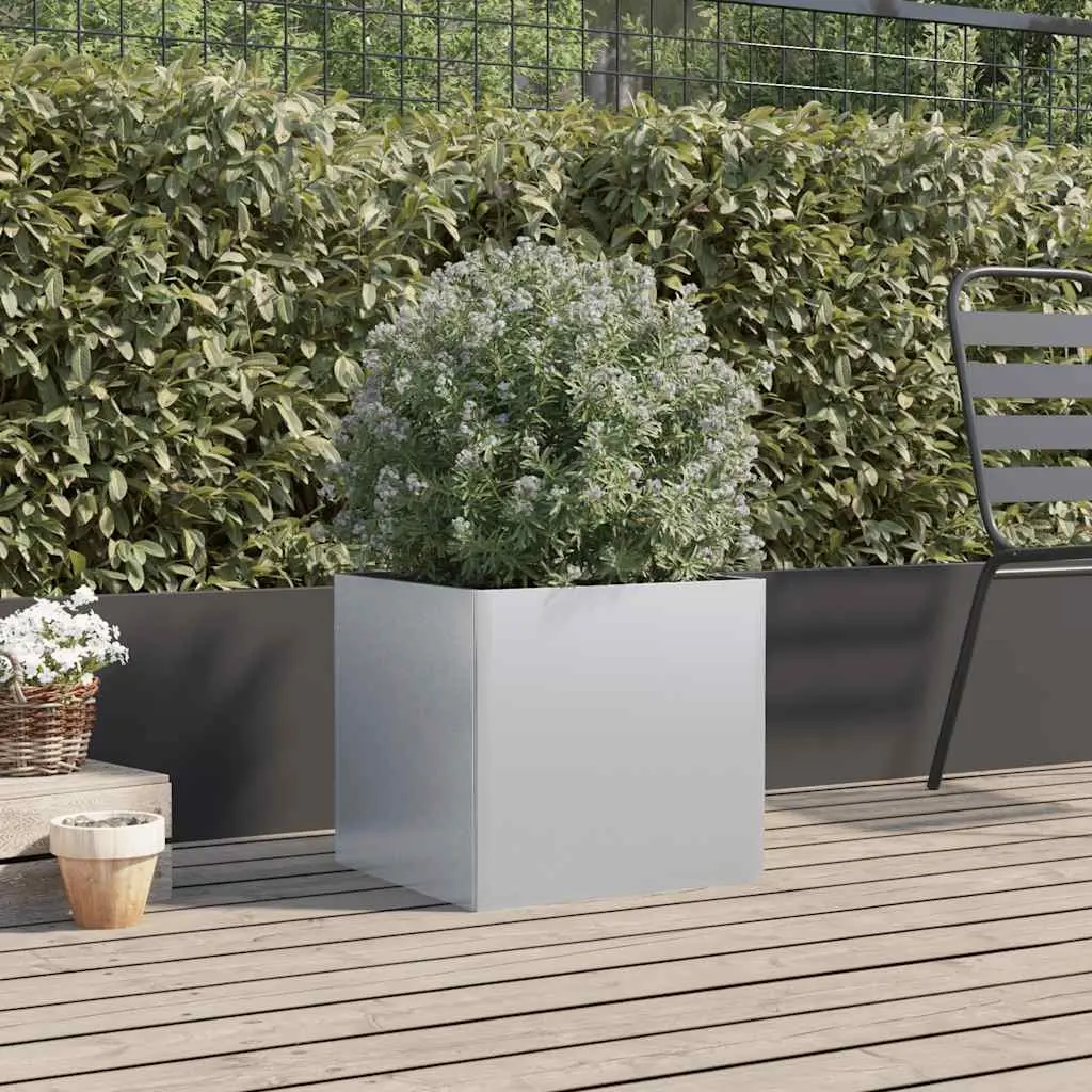 Galvanised Steel Planter Box Garden Patio Balcony 49x47x46cm Silver