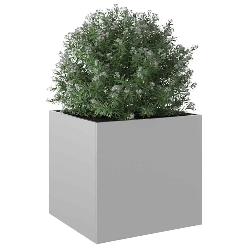 Galvanised Steel Planter Box Garden Patio Balcony 49x47x46cm Silver