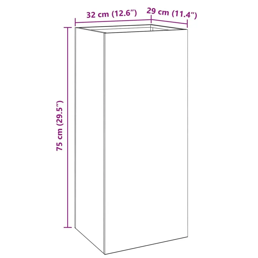 Steel Planter Anthracite Outdoor Flower Box 32 x 29 x 75 cm