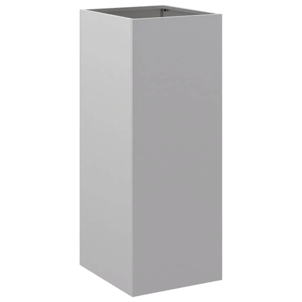 Galvanised Steel Garden Planter Outdoor Patio Flower Box 32 x 29 x 75 cm Silver
