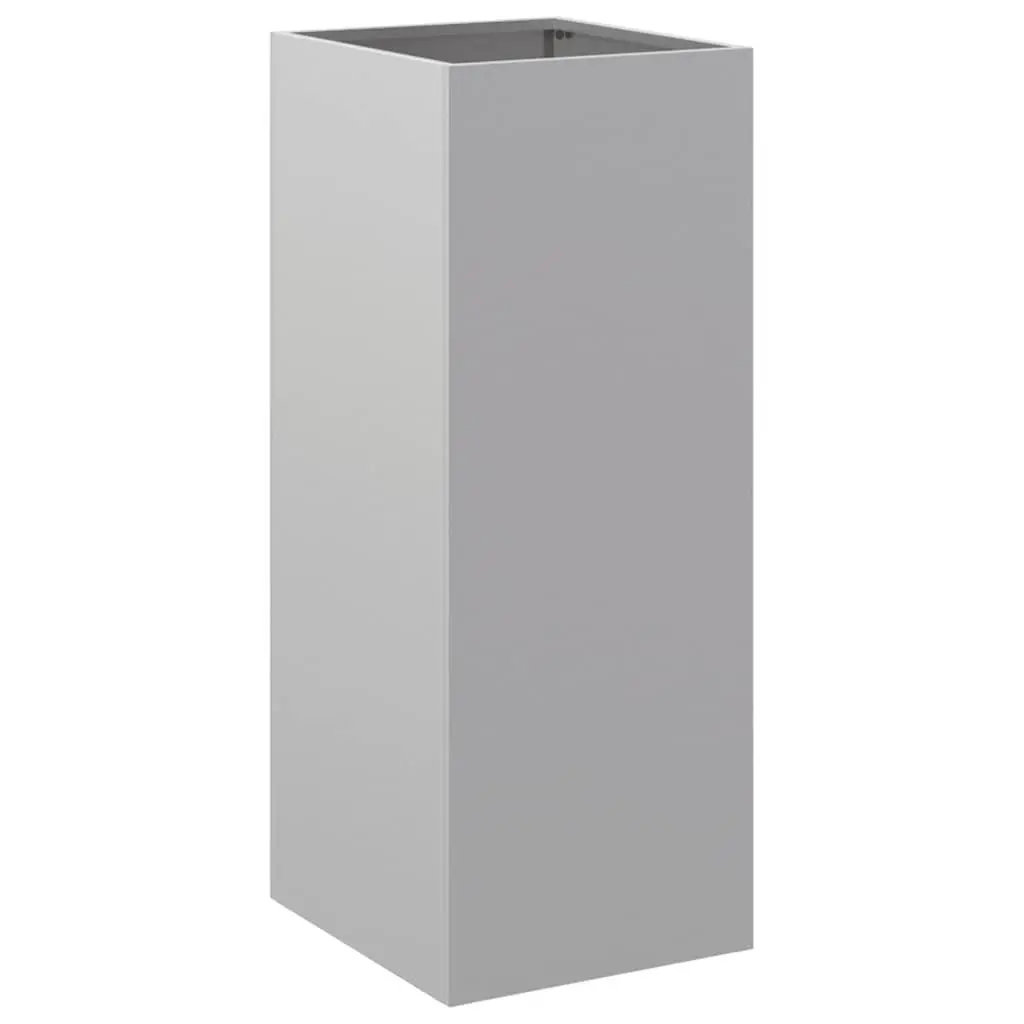 Galvanised Steel Garden Planter Outdoor Patio Flower Box 32 x 29 x 75 cm Silver