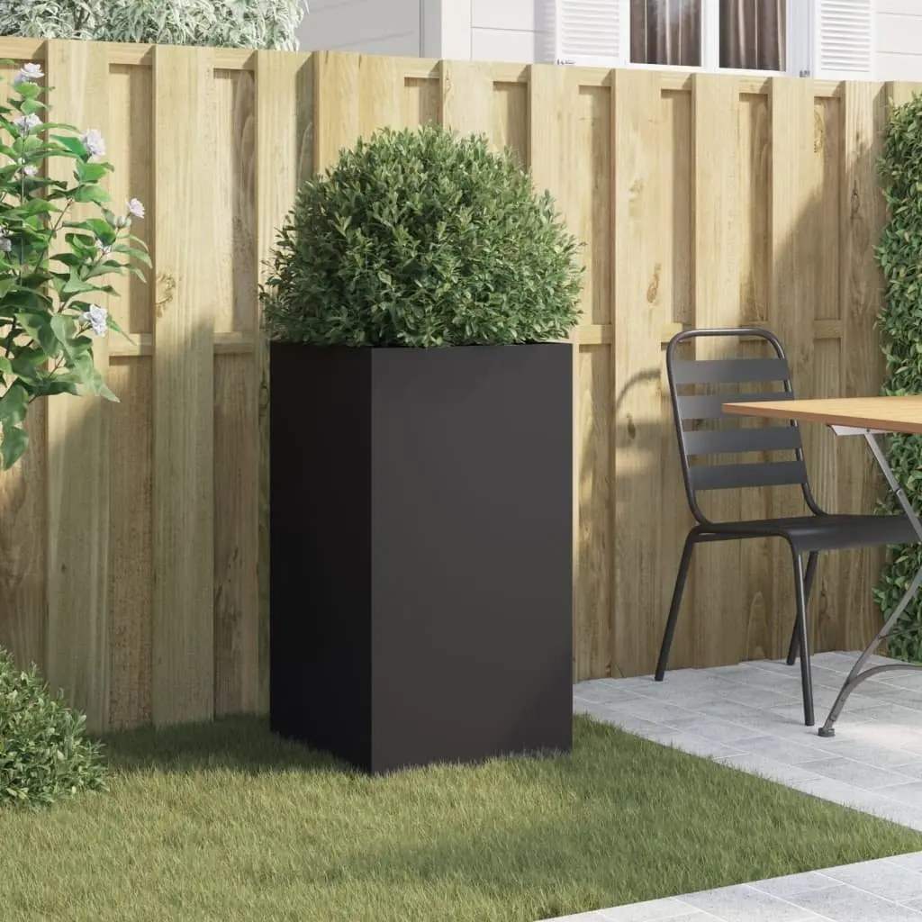 Steel Planter Outdoor Decorative Pot 42 x 38 x 75 cm Black