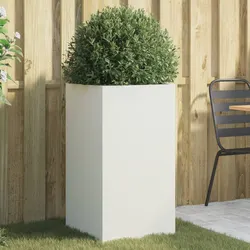 White Steel Planter Raised Garden Flower Box Pot Container Outdoor Patio Decor