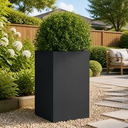 Practical Steel Planter in Anthracite for Outdoor Use 42x38x75cm