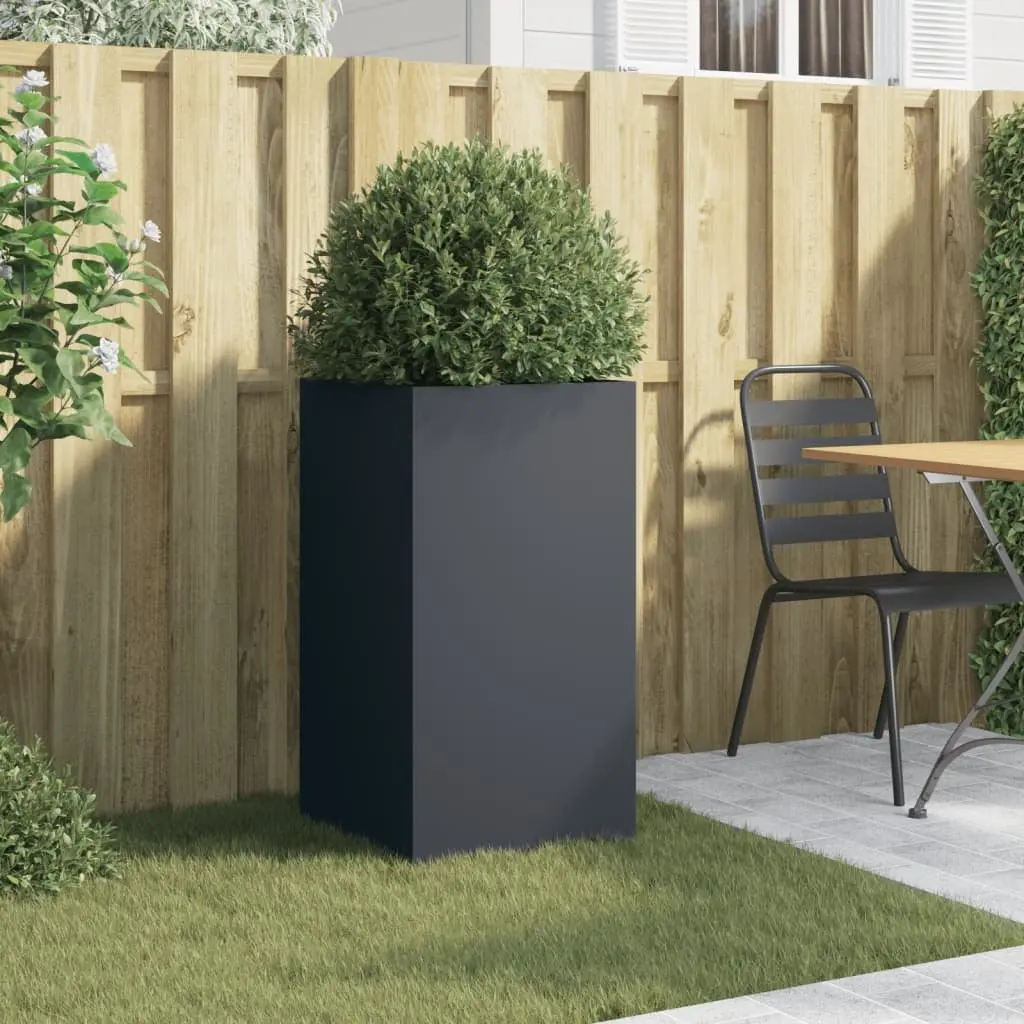 Steel Planter Anthracite 42x38x75cm Garden Flower Box Raised Bed Outdoor Patio