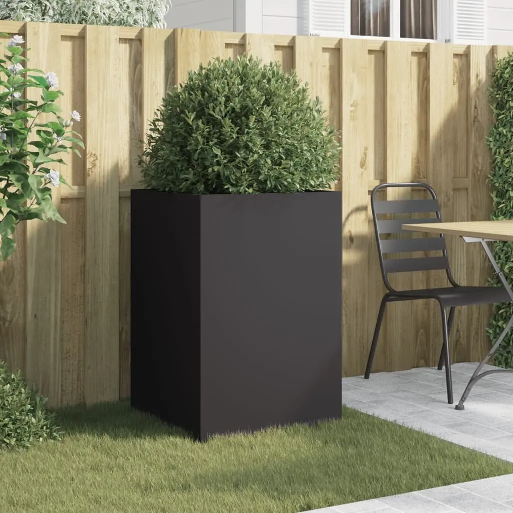 Steel Planter Box Outdoor Garden Raised Bed Flower Container 52 x 48 x 75 cm Black