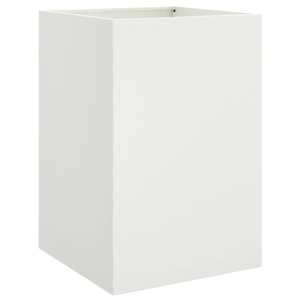 Steel Planter Box Decorative Pot for Garden Balcony Patio 52W x 48D x 75H cm White