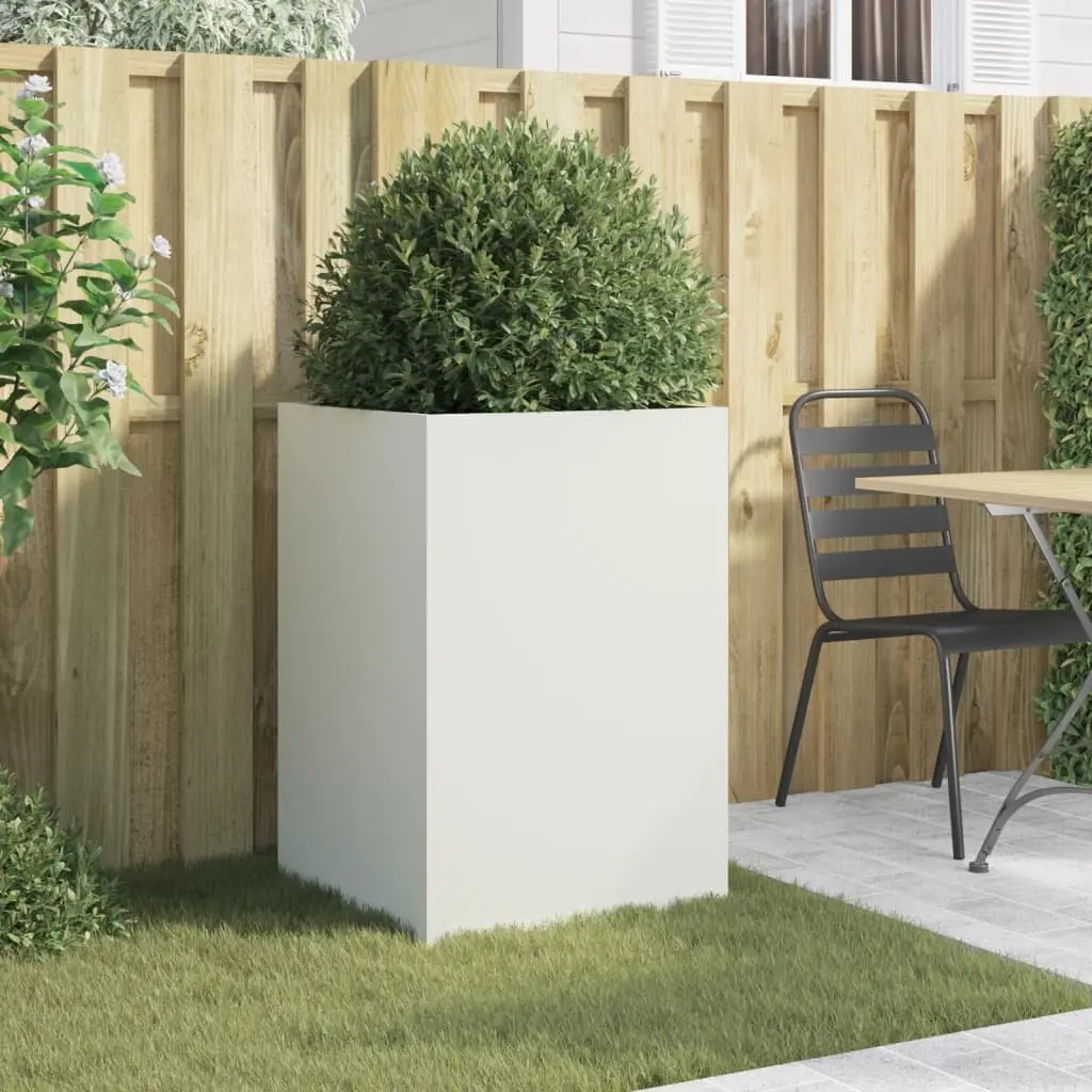 Steel Planter Box Decorative Pot for Garden Balcony Patio 52W x 48D x 75H cm White