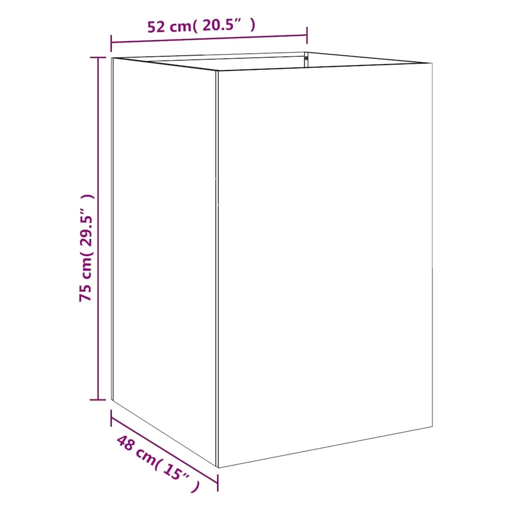Garden Planter Box Outdoor Patio Silver 52x48x75cm Galvanised Steel