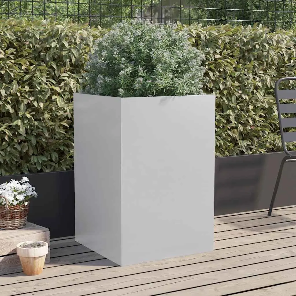 Garden Planter Box Outdoor Patio Silver 52x48x75cm Galvanised Steel