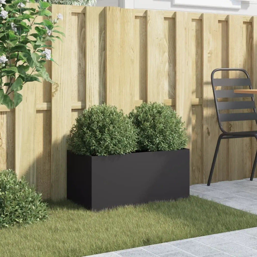 Black Steel Planter Raised Bed Garden Flower Box Outdoor Patio 62 x 30 x 29 cm