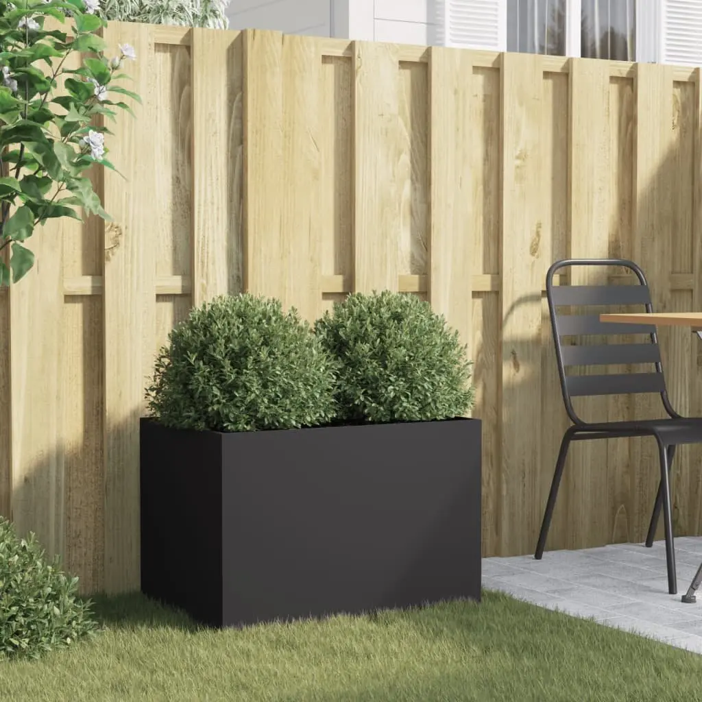 Steel Planter Box Black Garden Flower Raised Bed 62 x 40 x 39 cm