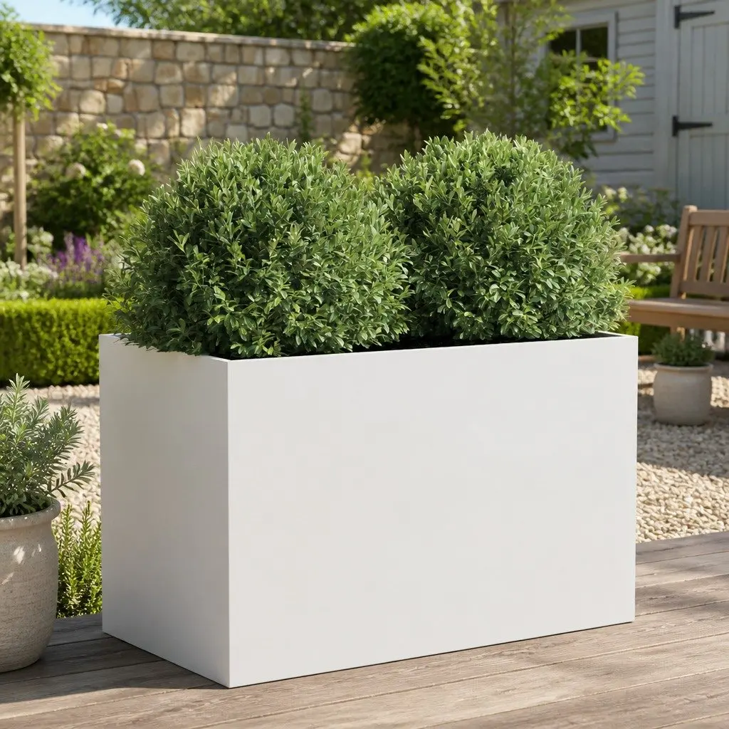 Planter Box Outdoor Decoration 62x40x39 cm White Steel Raised Bed