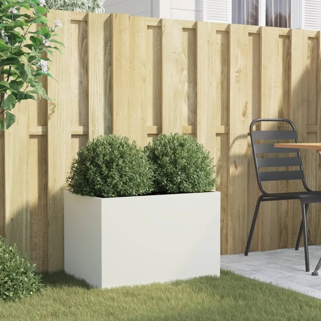 Planter Box Outdoor Decoration 62x40x39 cm White Steel Raised Bed