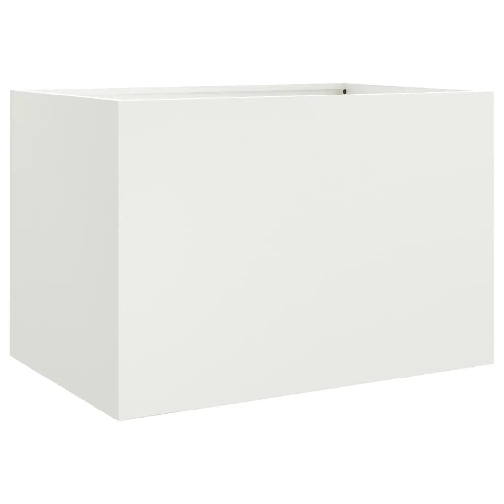 Steel Planter Box Outdoor Decorative Flower Container 62 x 47 x 46 cm White