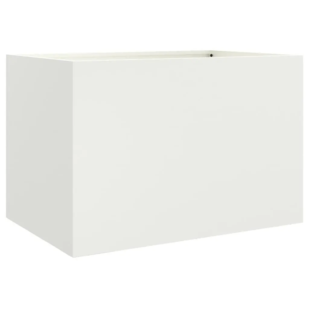 Steel Planter Box Outdoor Decorative Flower Container 62 x 47 x 46 cm White