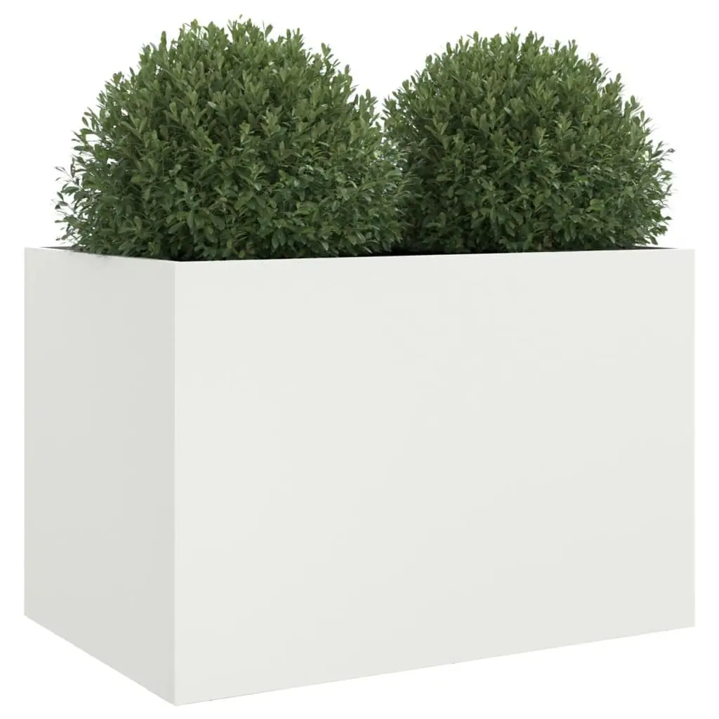 Steel Planter Box Outdoor Decorative Flower Container 62 x 47 x 46 cm White