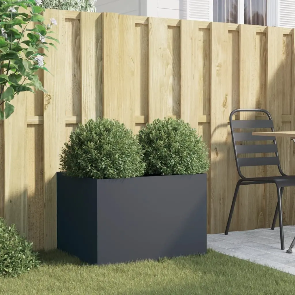 Steel Planter Raised Garden Bed Outdoor Anthracite 62 x 47 x 46 cm