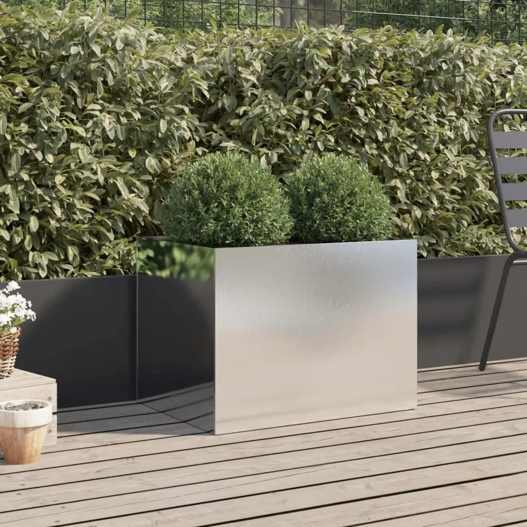 Raised Garden Planter Silver Stainless Steel Flower Box Large Outdoor 62L x 47W x 46H cm