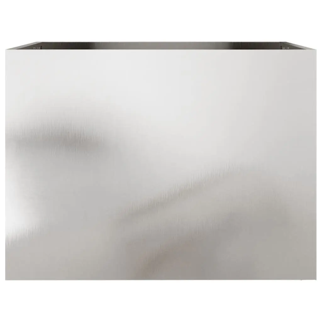 Raised Garden Planter Silver Stainless Steel Flower Box Large Outdoor 62L x 47W x 46H cm