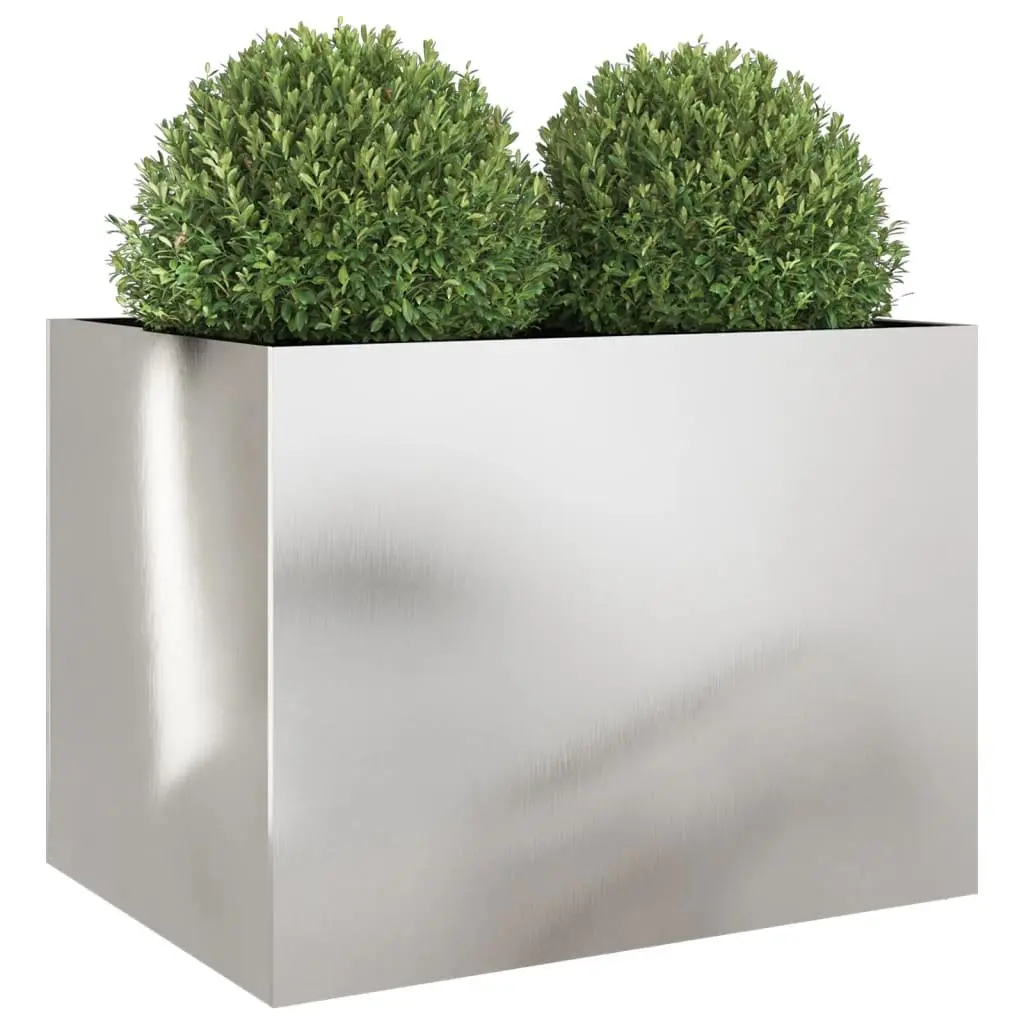 Raised Garden Planter Silver Stainless Steel Flower Box Large Outdoor 62L x 47W x 46H cm