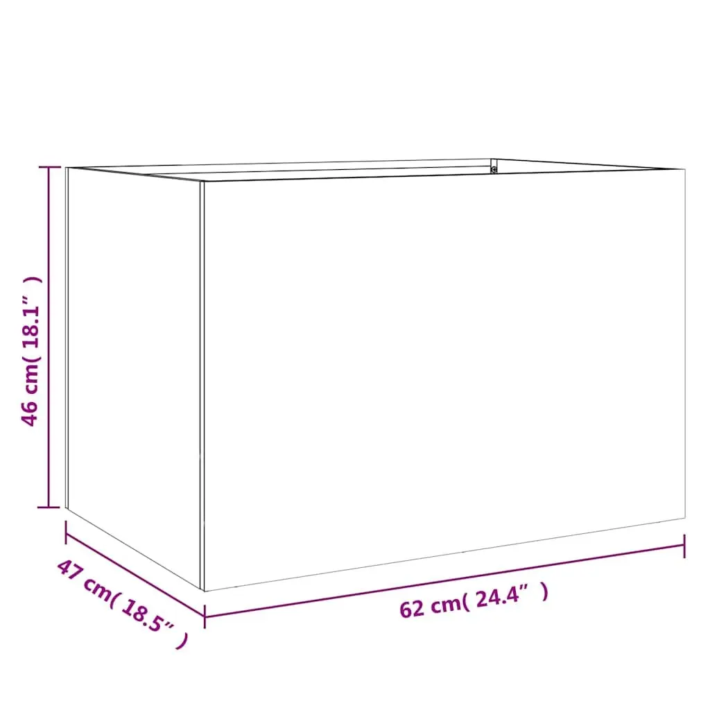 Galvanised Steel Planter Outdoor Garden Raised Bed 62 x 47 x 46 cm Silver