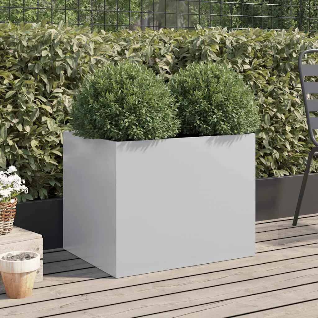 Galvanised Steel Planter Outdoor Garden Raised Bed 62 x 47 x 46 cm Silver