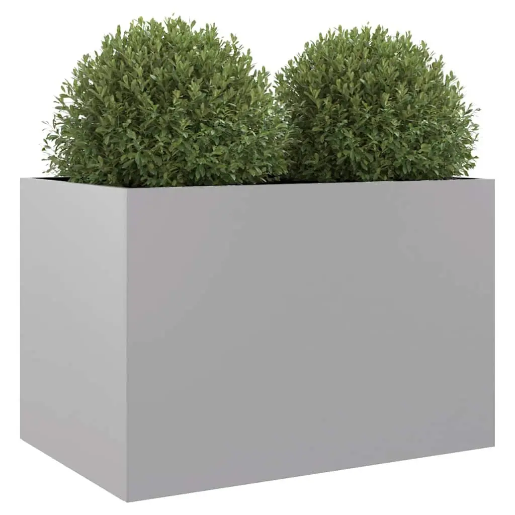 Galvanised Steel Planter Outdoor Garden Raised Bed 62 x 47 x 46 cm Silver