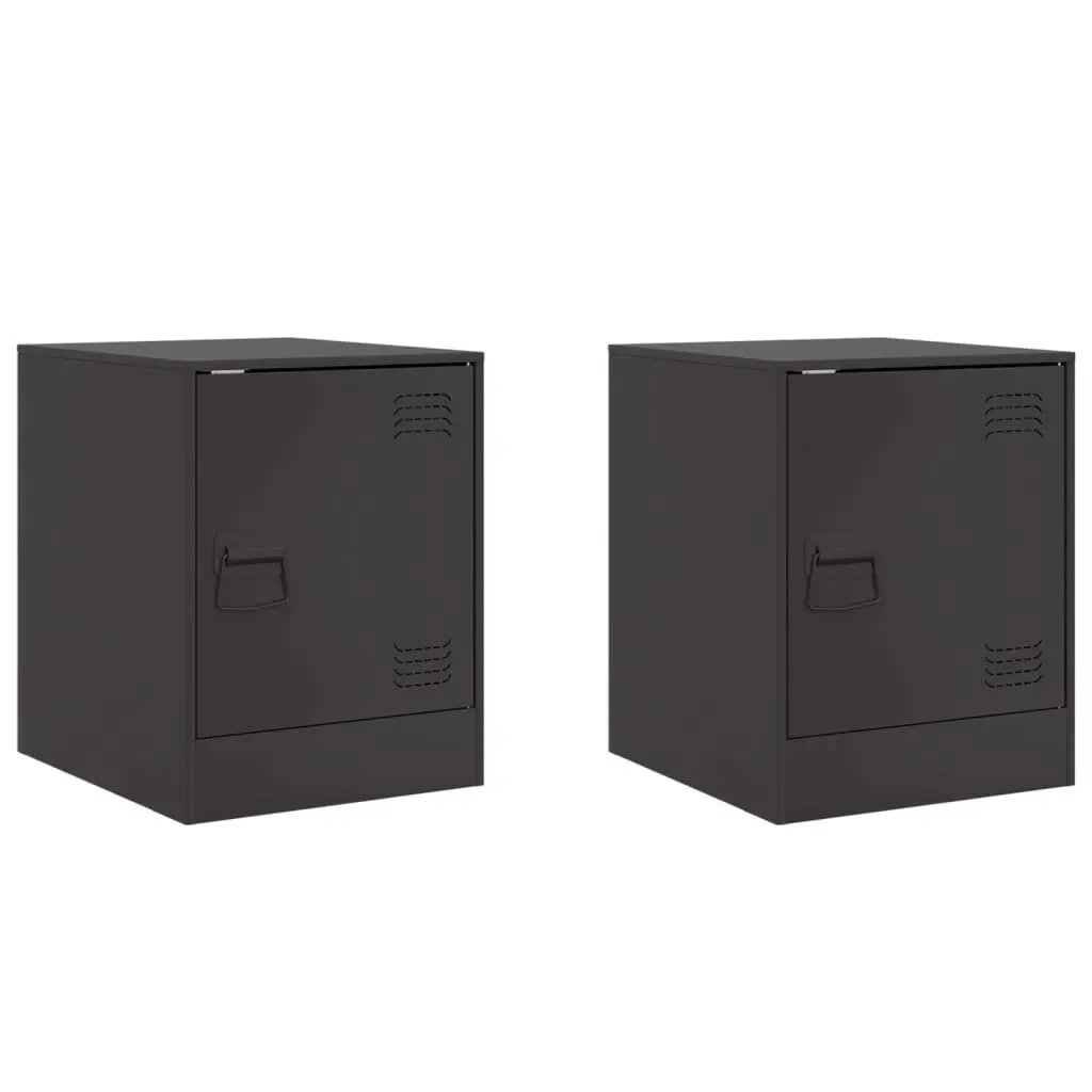 Bedside Cabinets 2 Pieces Storage Tables Black Bedroom Nightstand Furniture