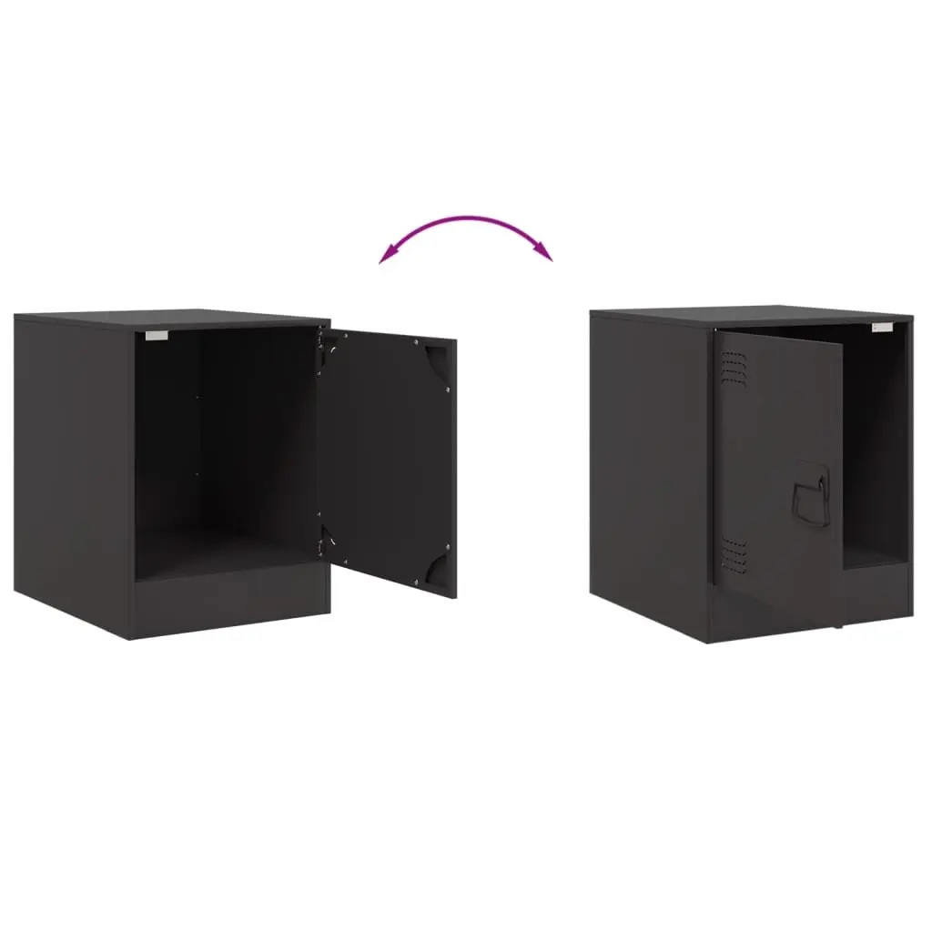 Bedside Cabinets 2 Pieces Storage Tables Black Bedroom Nightstand Furniture