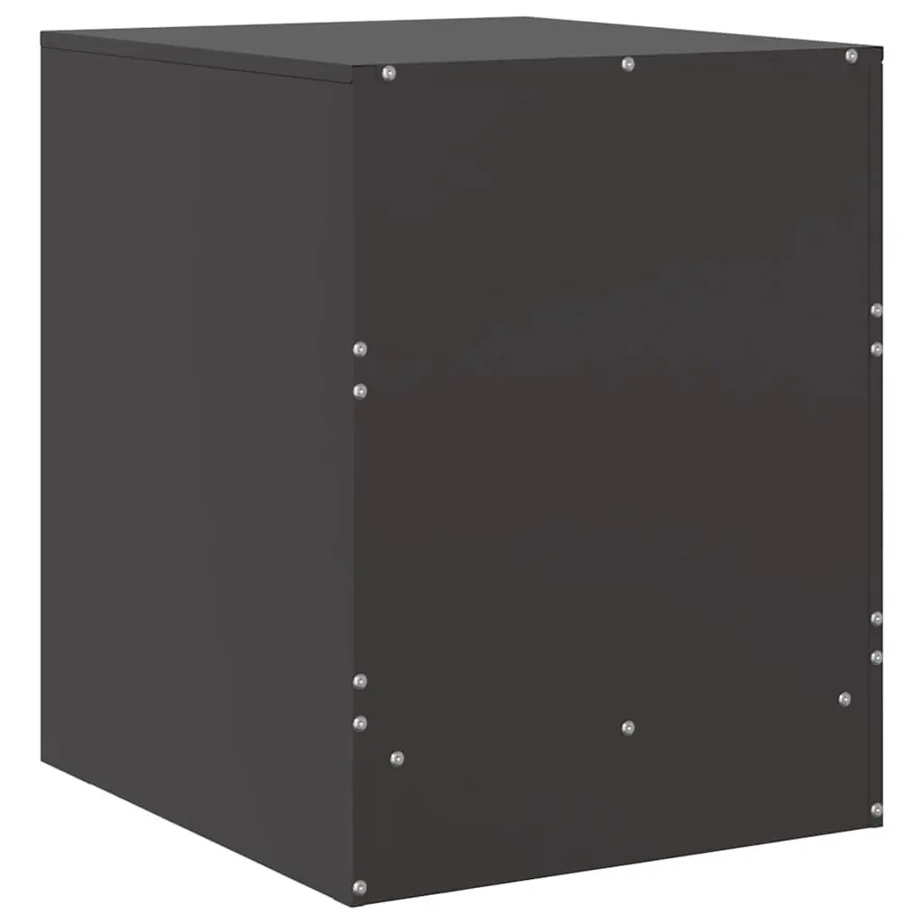 Bedside Tables Storage Cabinets 2 Piece Black Steel Bedroom Nightstand