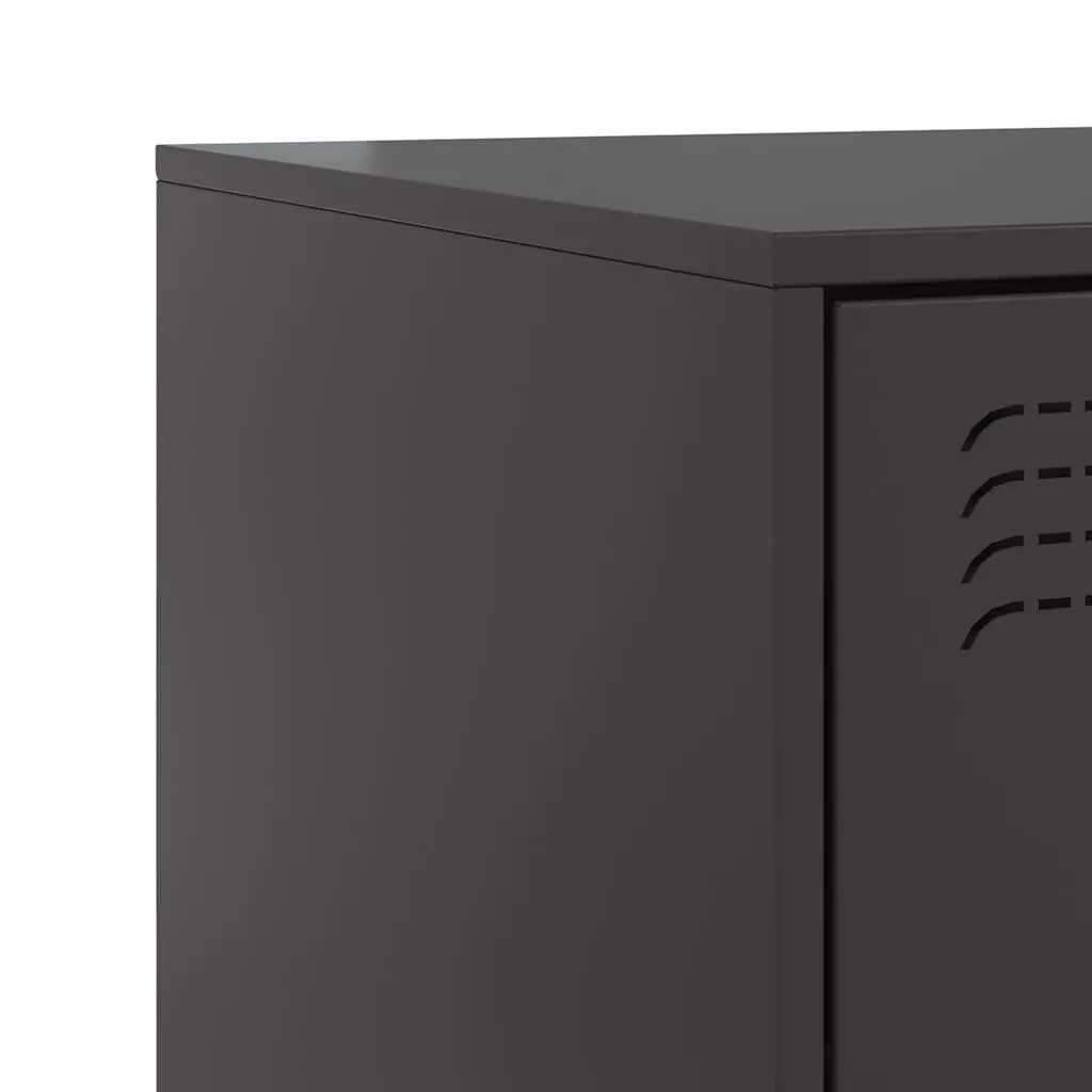 Bedside Tables Storage Cabinets 2 Piece Black Steel Bedroom Nightstand