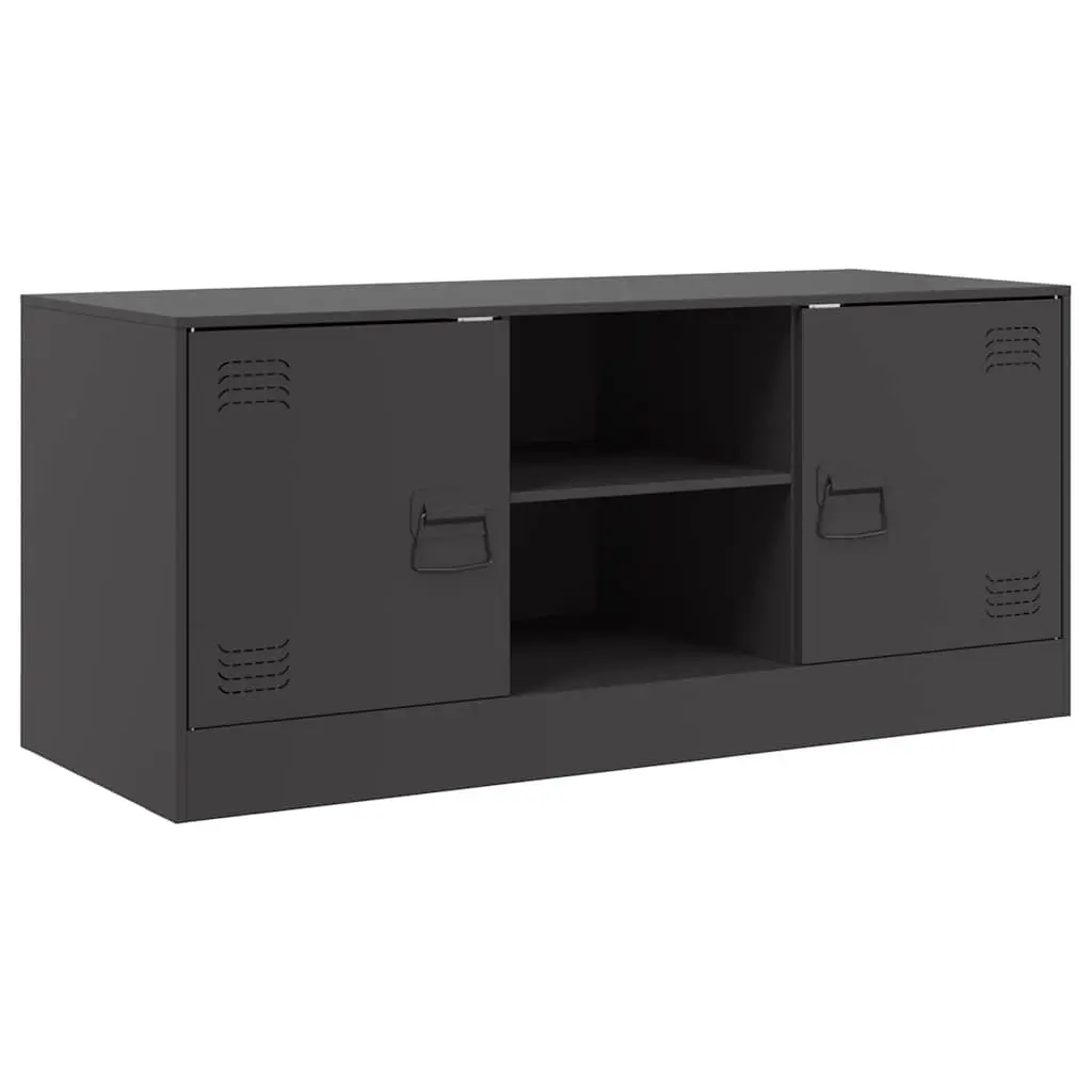 TV Cabinet Black 99x39x44cm Steel Frame Storage Unit Media Console