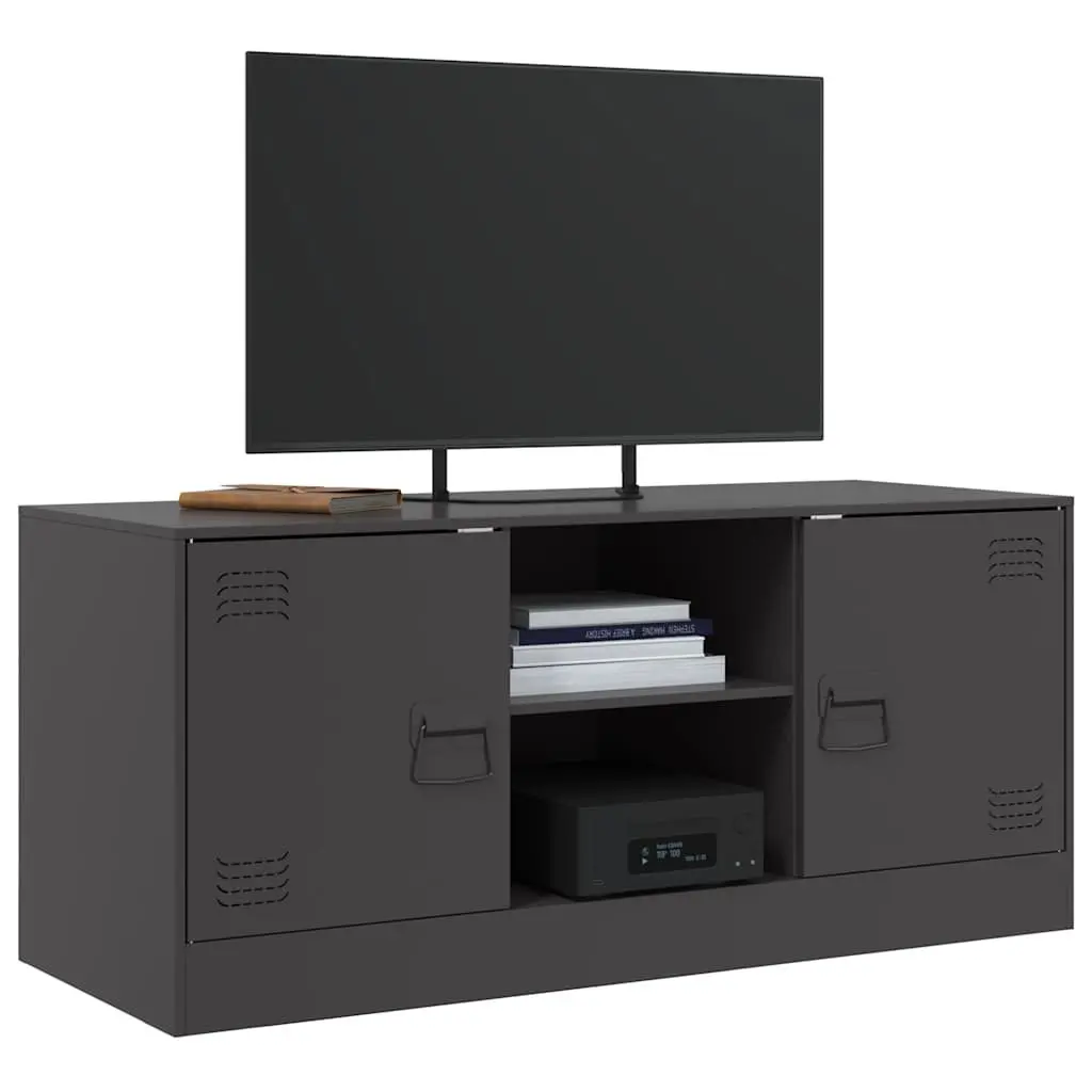 TV Cabinet Black 99x39x44cm Steel Frame Storage Unit Media Console