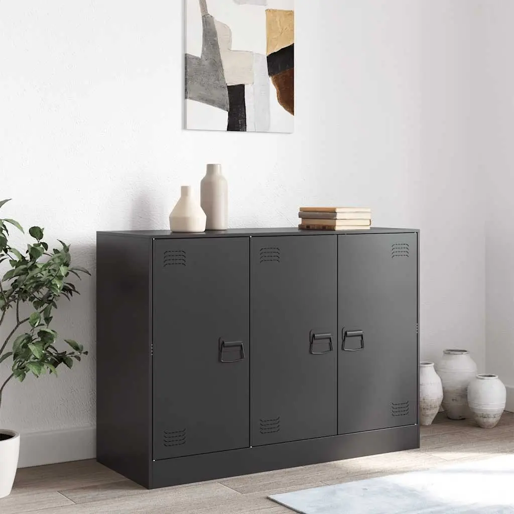 Black Sideboard with Ample Storage 99x39x73 cm